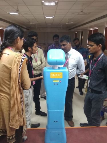 Finished 3D printed robot on the campus floor