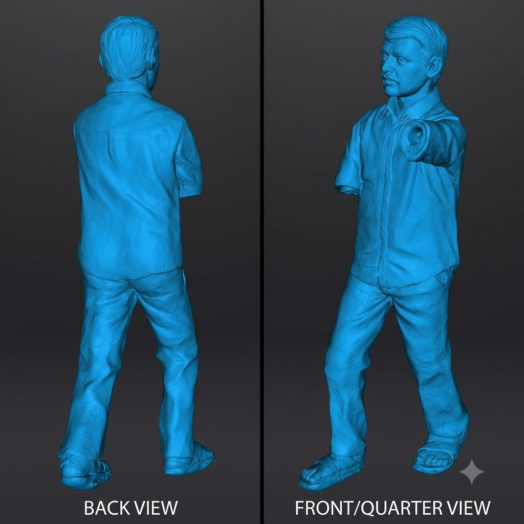 Digital 3D model created from a 3D scanned statue